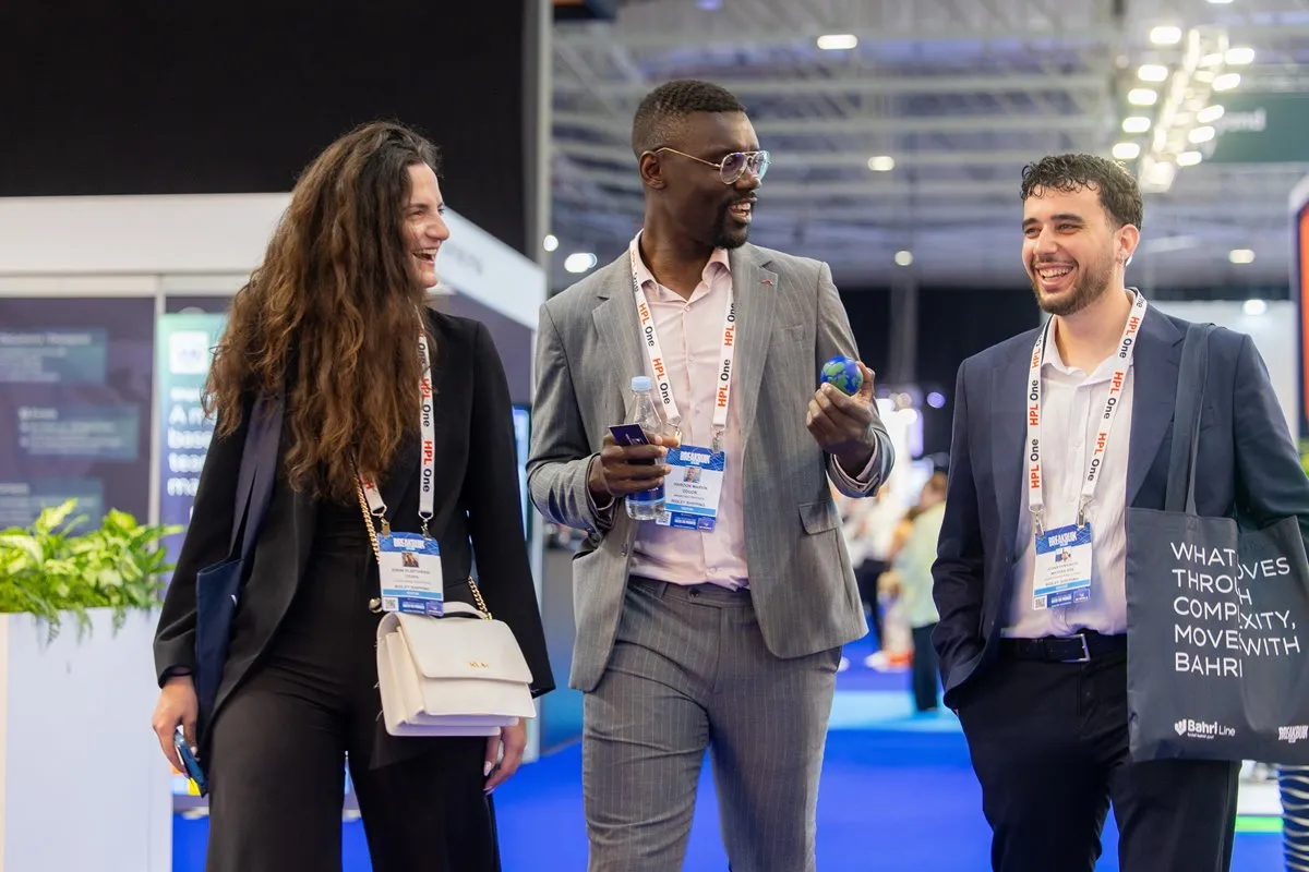 NextWave Education Day attendees network on the exhibition floor at Breakbulk Europe.