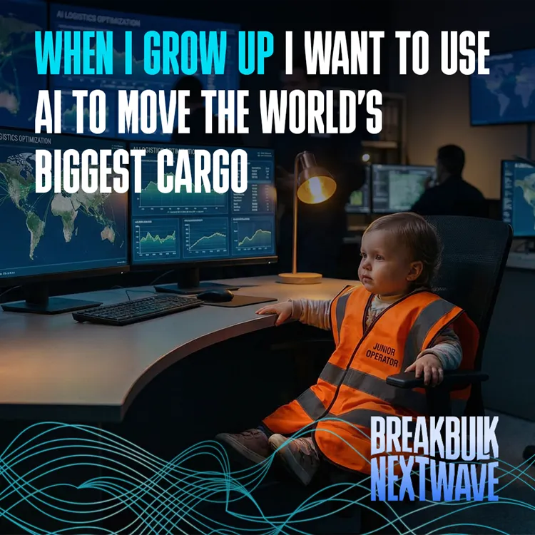 Breakbulk NextWave graphic promoting careers in cargo and logistics.