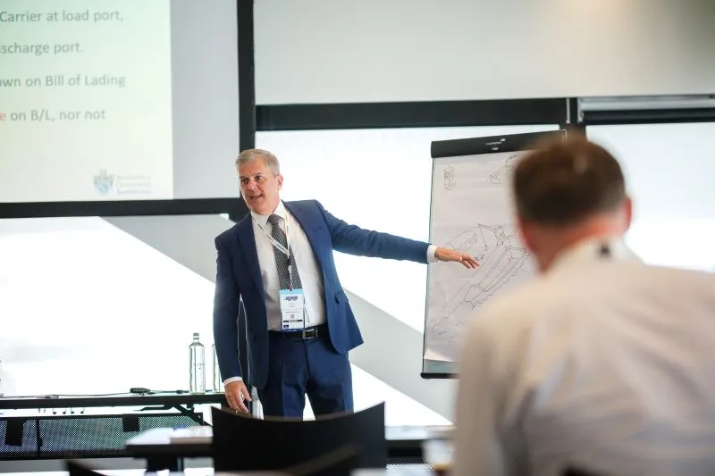 Presenter leads a workshop session at Breakbulk Europe.