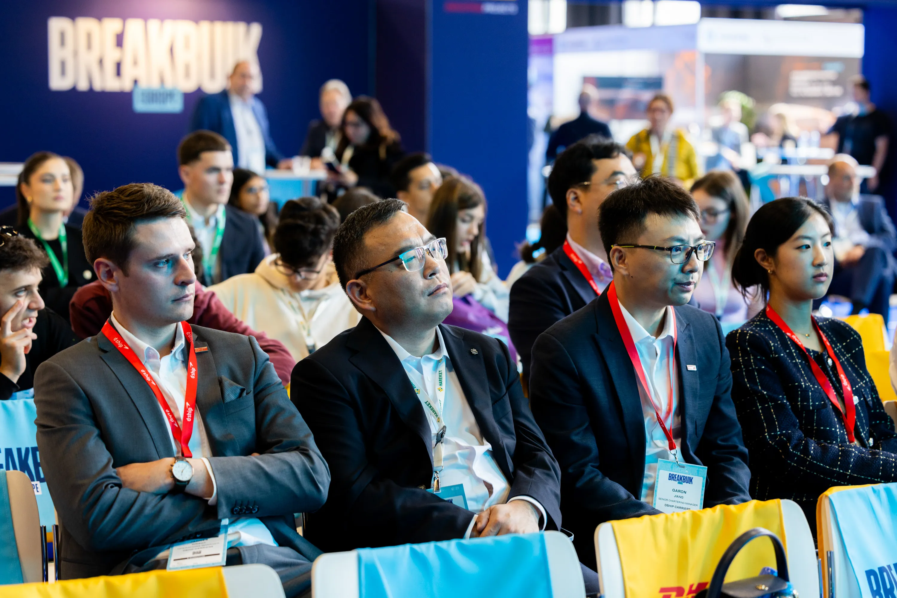 Breakbulk Europe attendees listening to an industry conference session at the event.