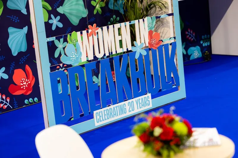 Women in Breakbulk sign celebrating 20 years at Breakbulk Europe.