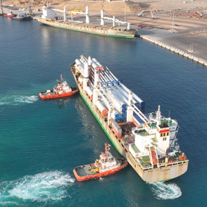 First wind components arrive at Port of NEOM for massive green hydrogen project. Credit: NEOM Green Hydrogen Company (NGHC).